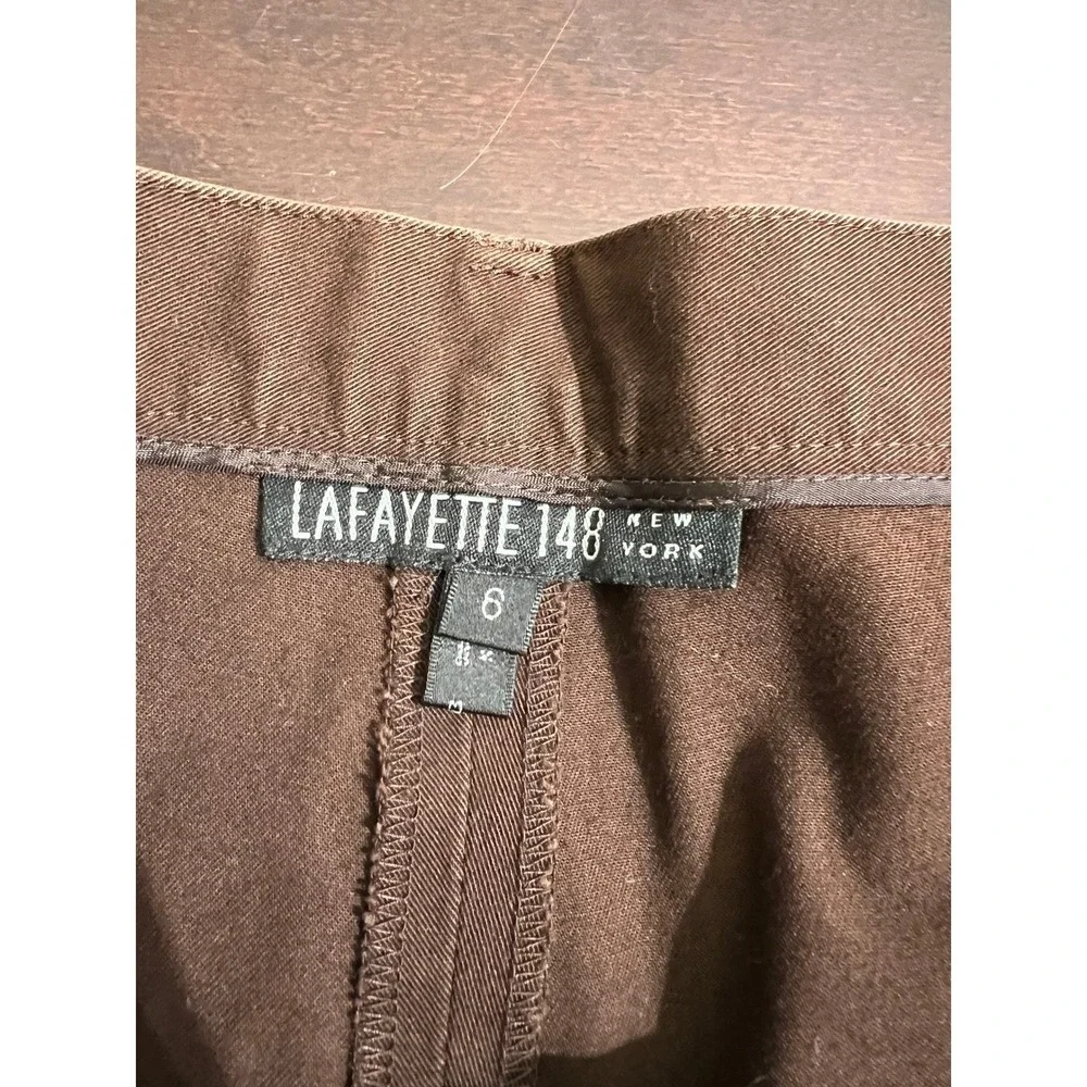 Lafayette‎ 148 New York Brown Cotton Stretch Cropped Straight Leg Pants Size 6